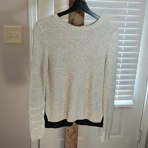 Madewell Backroad Button Back Navy Blue Gray Colorblock Knit Sweater Size S